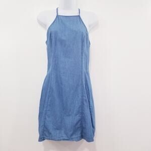 Mimi Chica Chambray Summer Blue Mini Dress